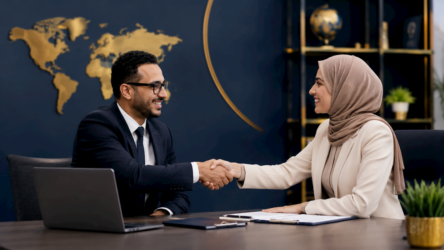 MonDe advisor welcoming a client at the end of a consultation